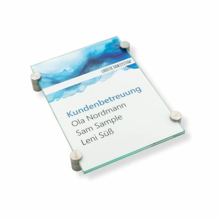 Türschild VITRUM K , Glasschild, Büroschild, Doppelglasschild